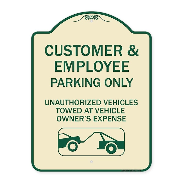 Signmission Parking Restriction Customer and Employee Parking Only Unauthorized Vehicles Towed at, TG-1824-23373 A-DES-TG-1824-23373 - main
